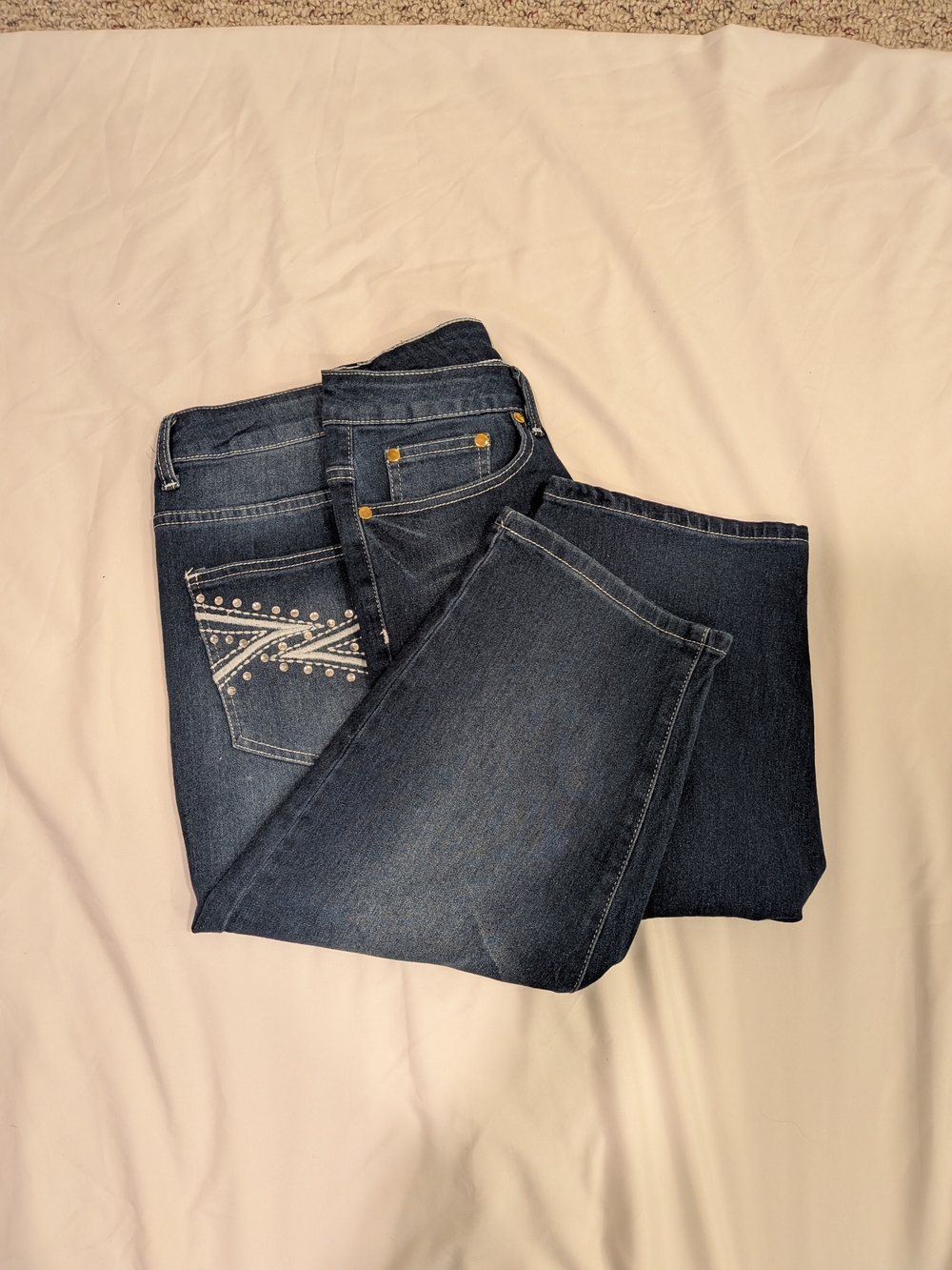 Broome+Allen Crop Jeans Rhinestones Embroidery (Back Pockets) sz 14
